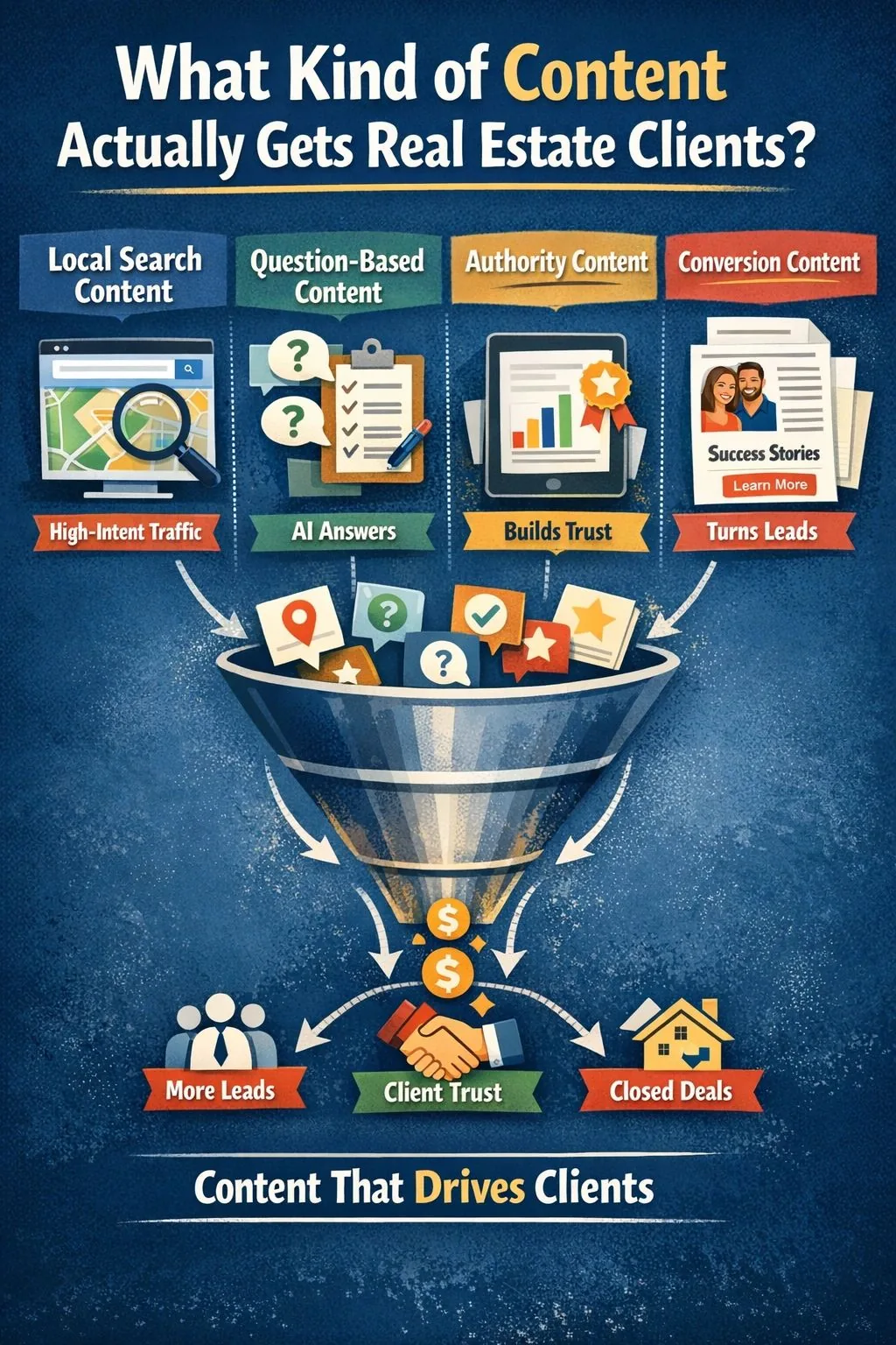 real estate content types infographic for lead generation and client conversion
